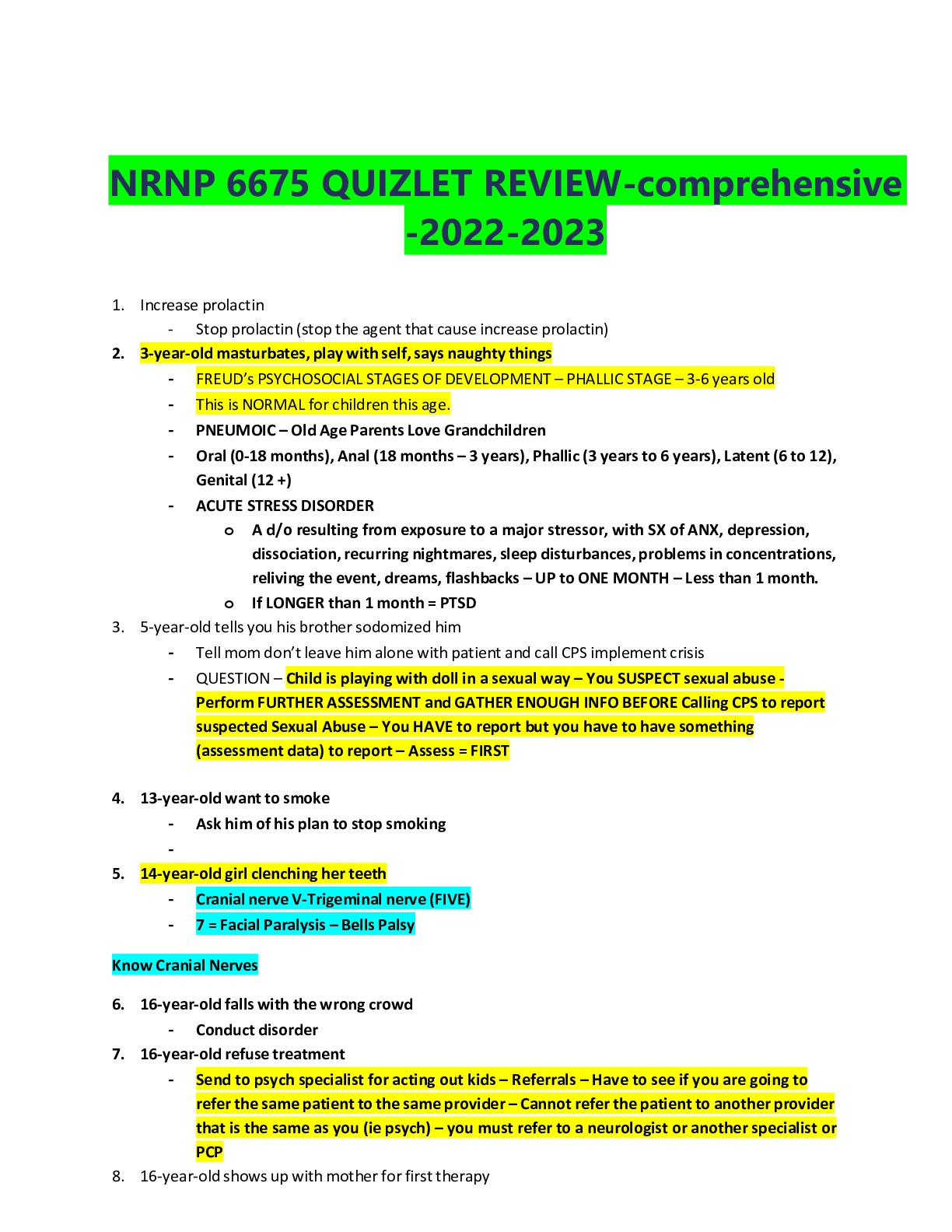 Preview image for NRNP 6675 QUIZLET REVIEW-comprehensive -2022-2023